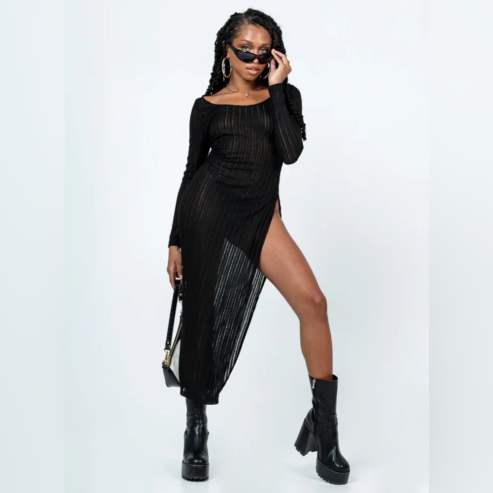 NWT Princess Polly COLTAN LONG SLEEVE MAXI DRESS BLACK